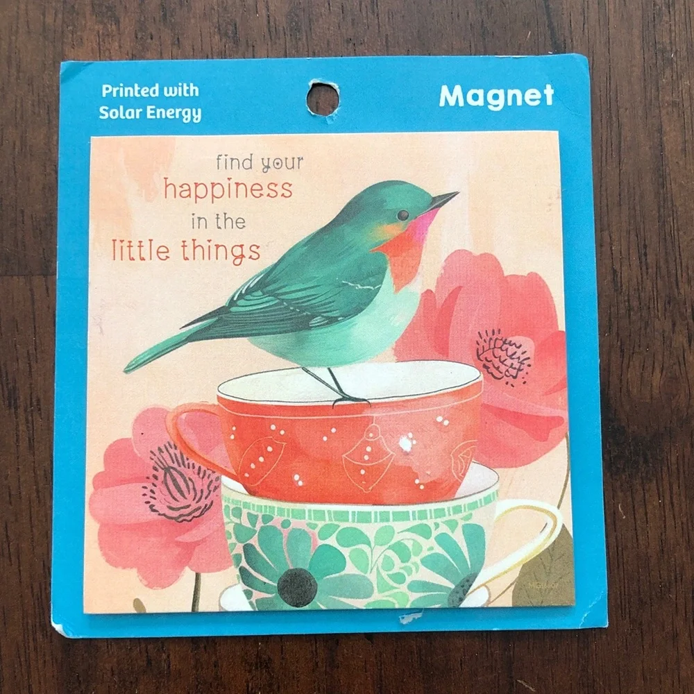 🧡 Mountains and Bird with Tea Cups Magnet Set